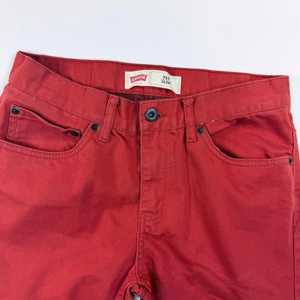Levi's 511 Boys Youth Jeans 18 Reg 29x29 Burgundy Red Slim Fit Stretch Denim